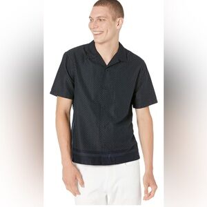 Vince Men's Navy Patterned Casual Shirt